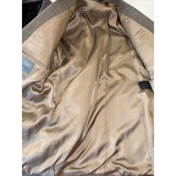 2 Haggar Sport Coat Jacket Mens 40S Houndstooth Patern Black Tan 40 Short Blazer - Picture 7 of 10